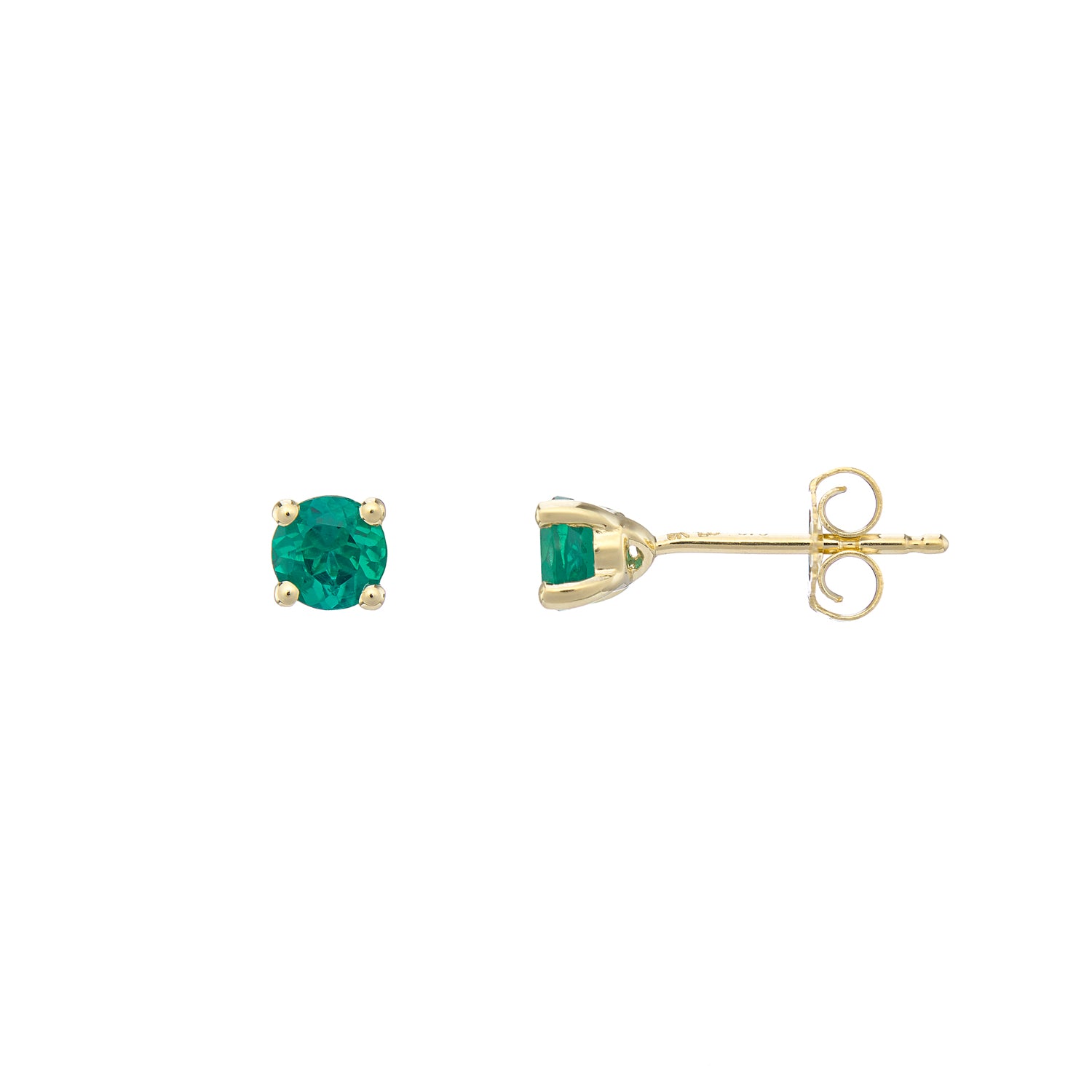 9ct gold Lab Created Emerald 4mm round studs