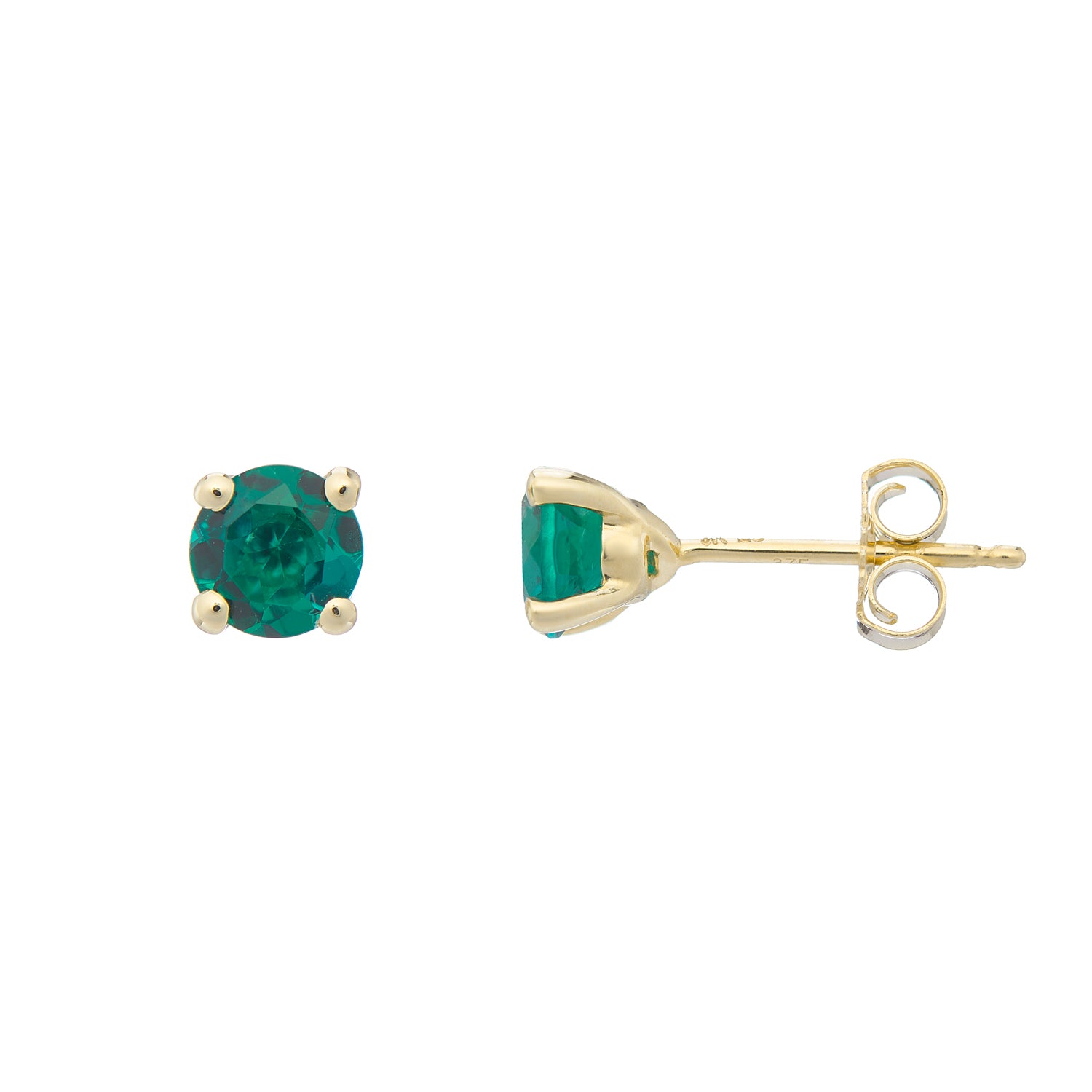 9ct gold Lab Created Emerald 5mm round studs