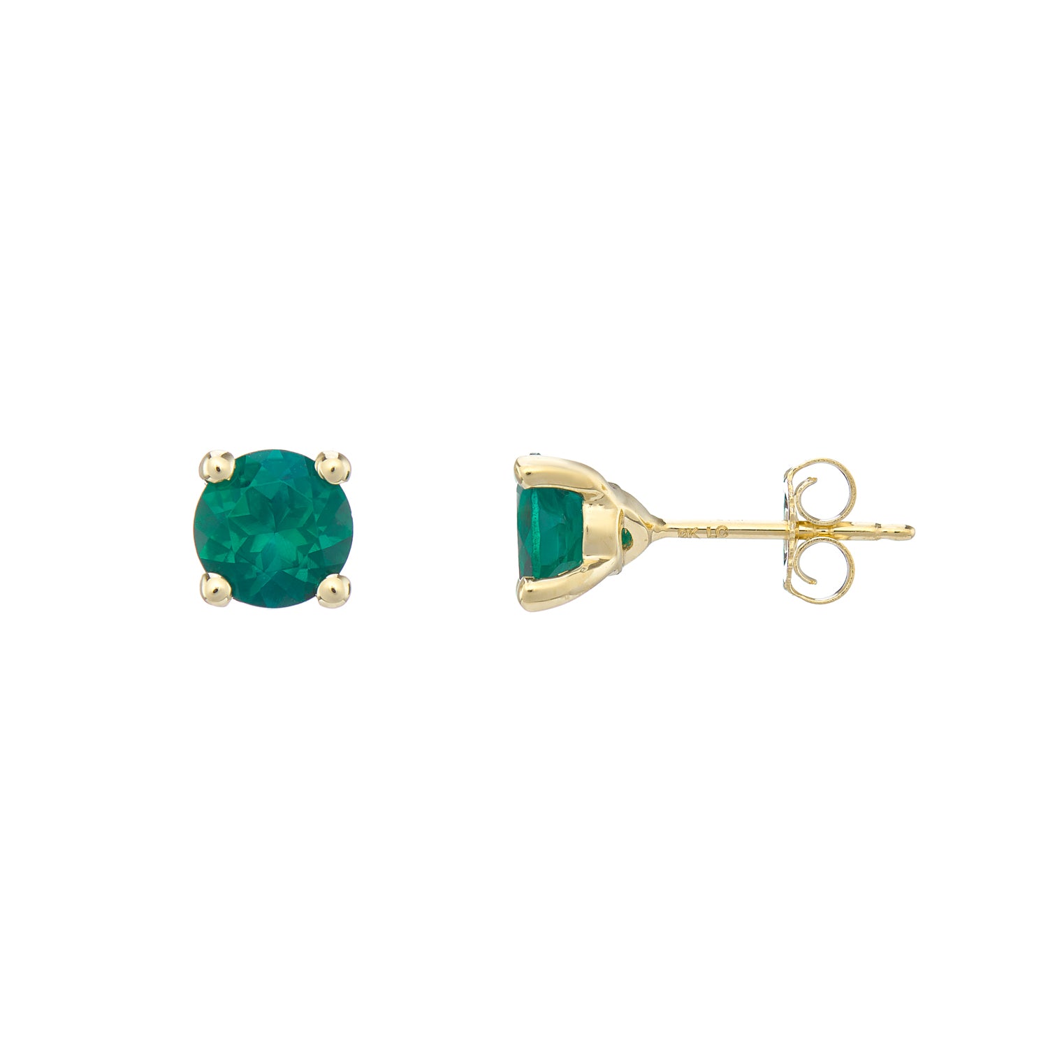 9ct gold Lab Created Emerald 6mm round studs