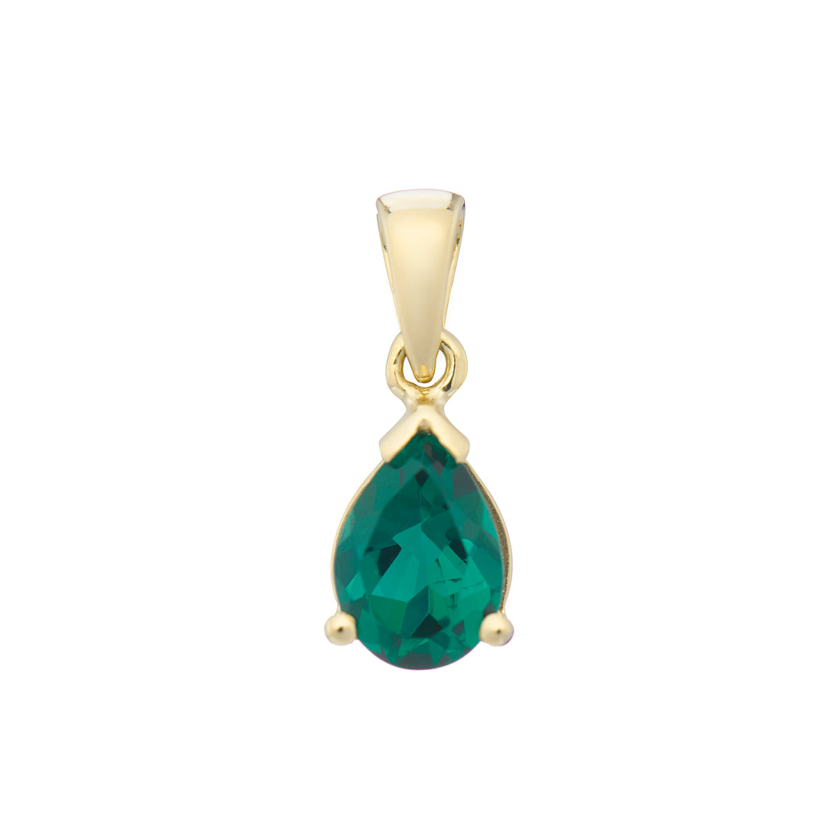 9ct gold Lab Created Emerald 8x6mm pear pendant