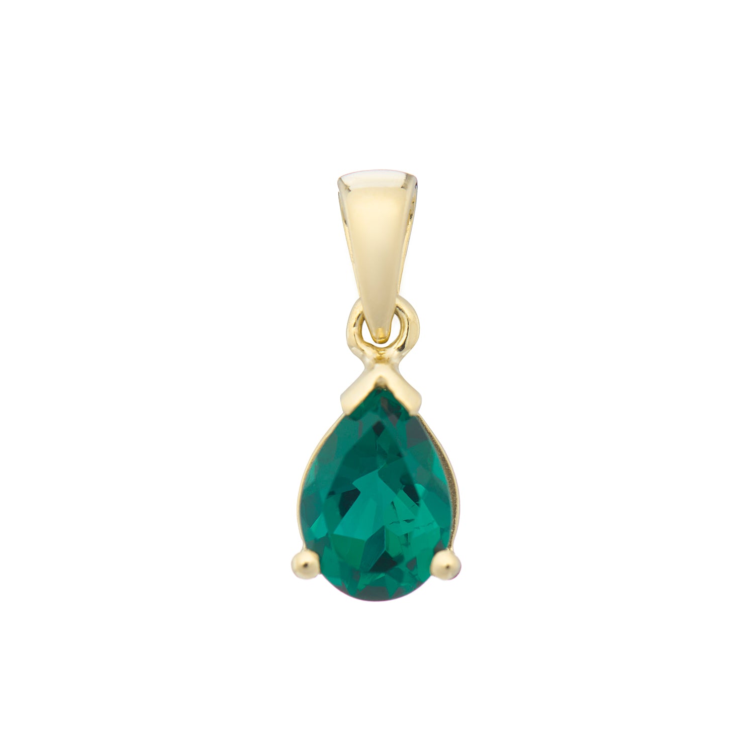 9ct gold Lab Created Emerald 8x6mm pear pendant