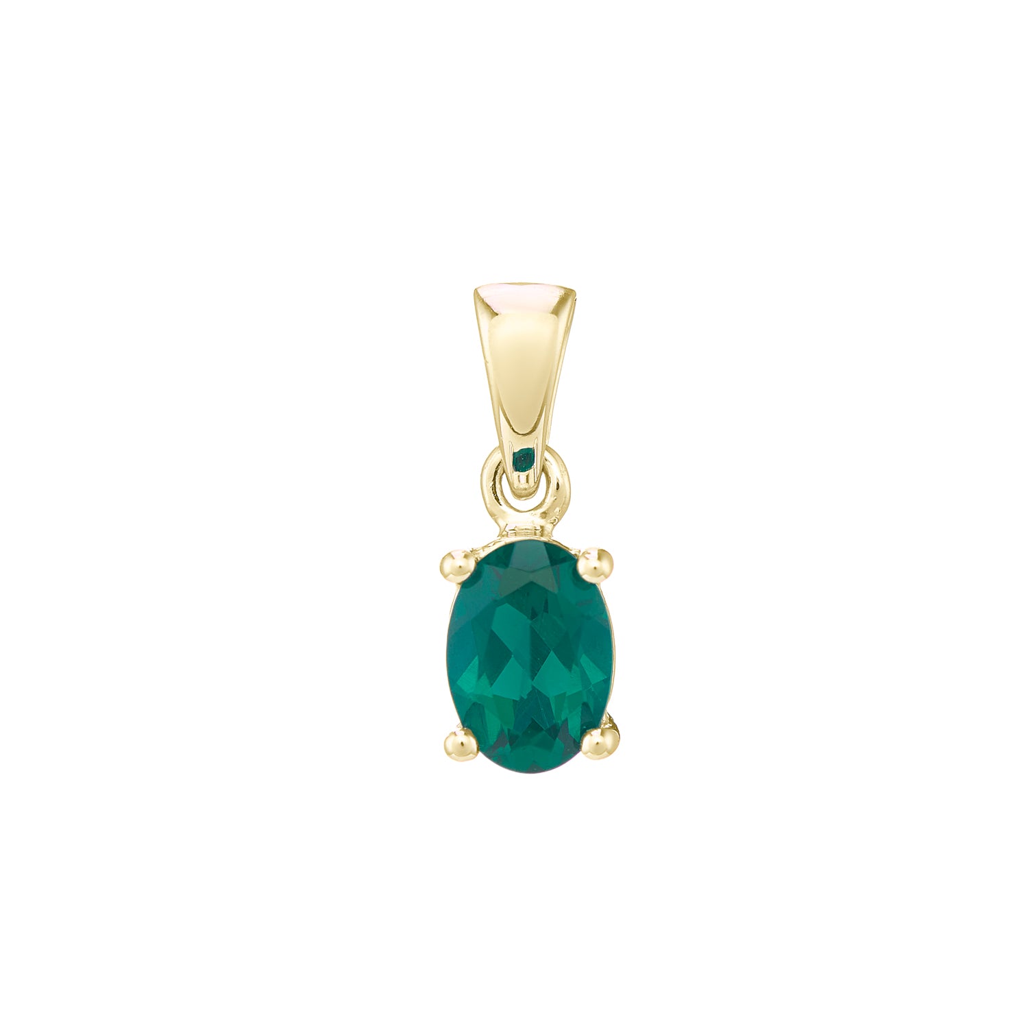 9ct gold Lab Created Emerald 7x5mm oval pendant