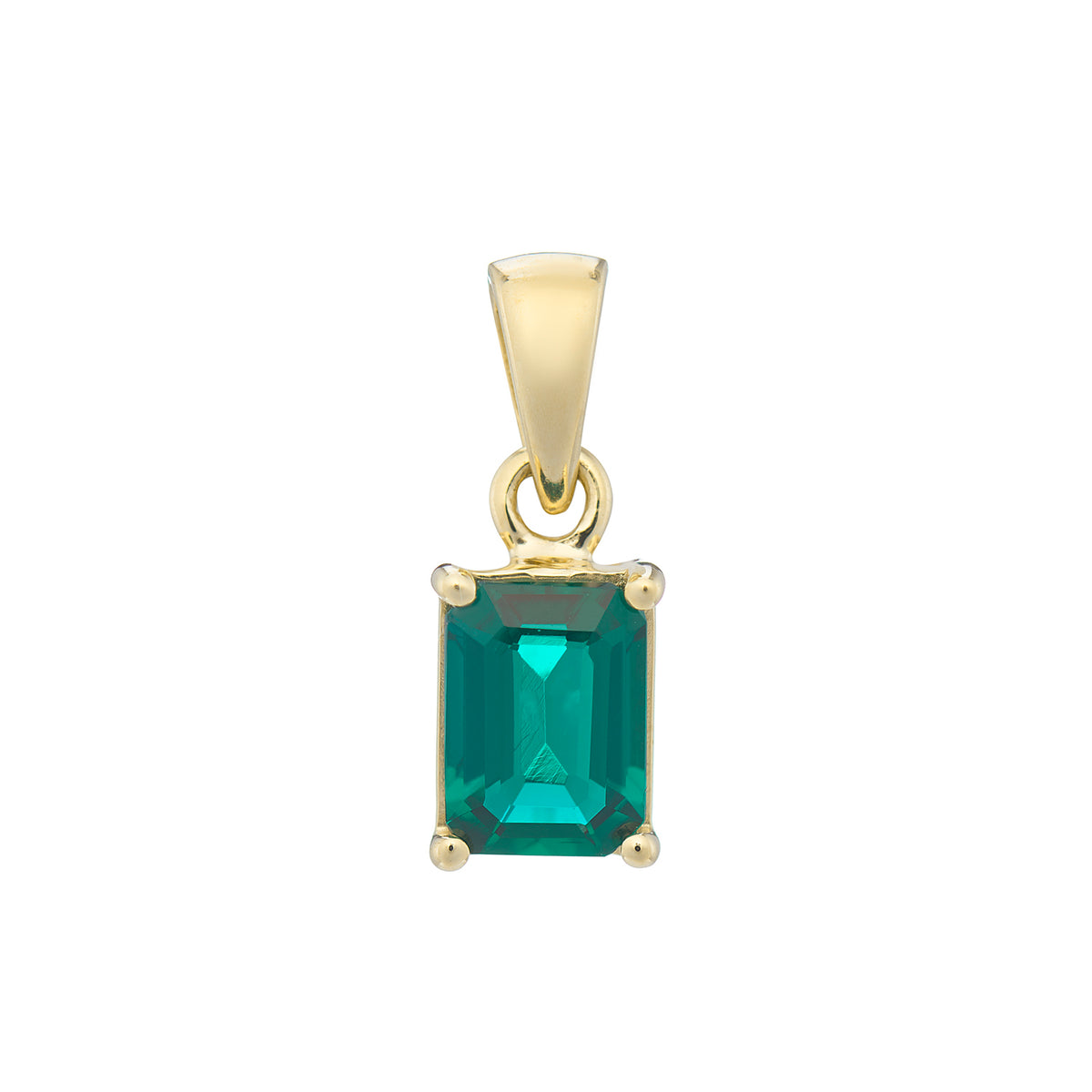 9ct gold Lab Created Emerald 7x5mm octagonal pendant