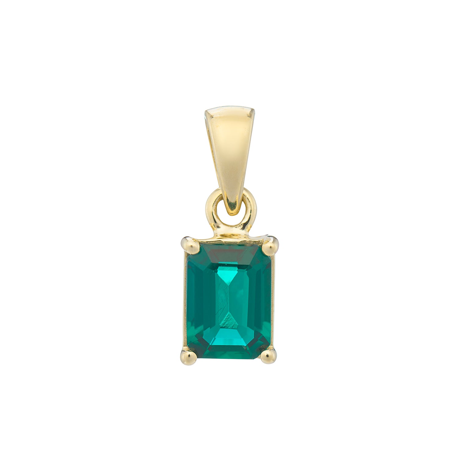 9ct gold Lab Created Emerald 7x5mm octagonal pendant