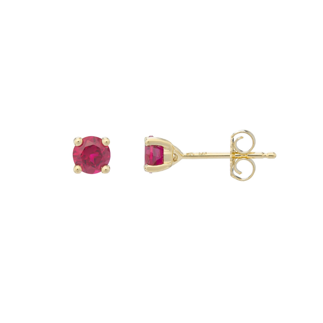 9ct gold Lab Created Ruby 4mm round studs