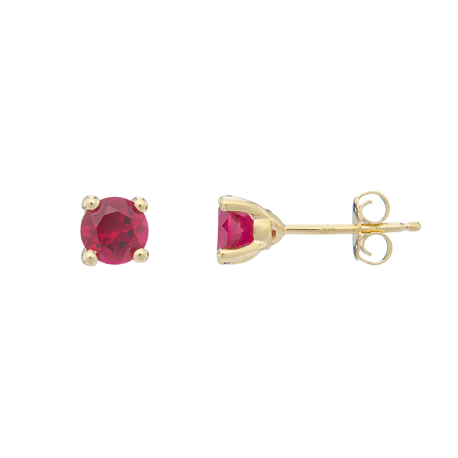 9ct gold Lab Created Ruby 5mm round studs