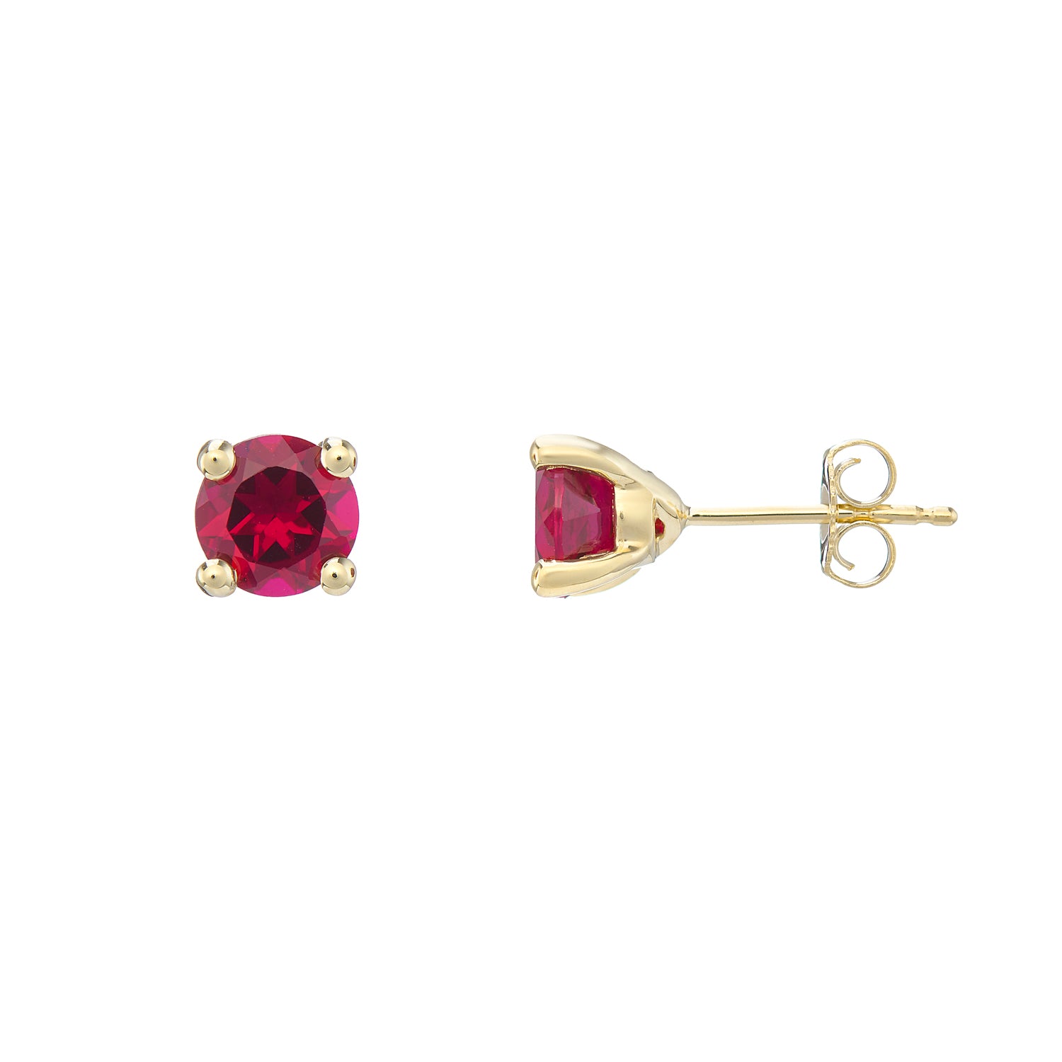 9ct gold Lab Created Ruby 6mm round studs