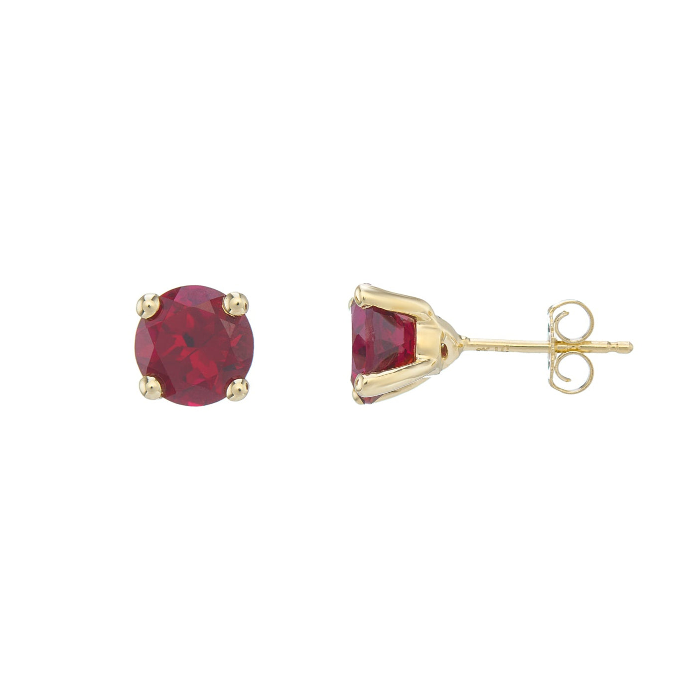 9ct gold Lab Created Ruby 7mm round studs
