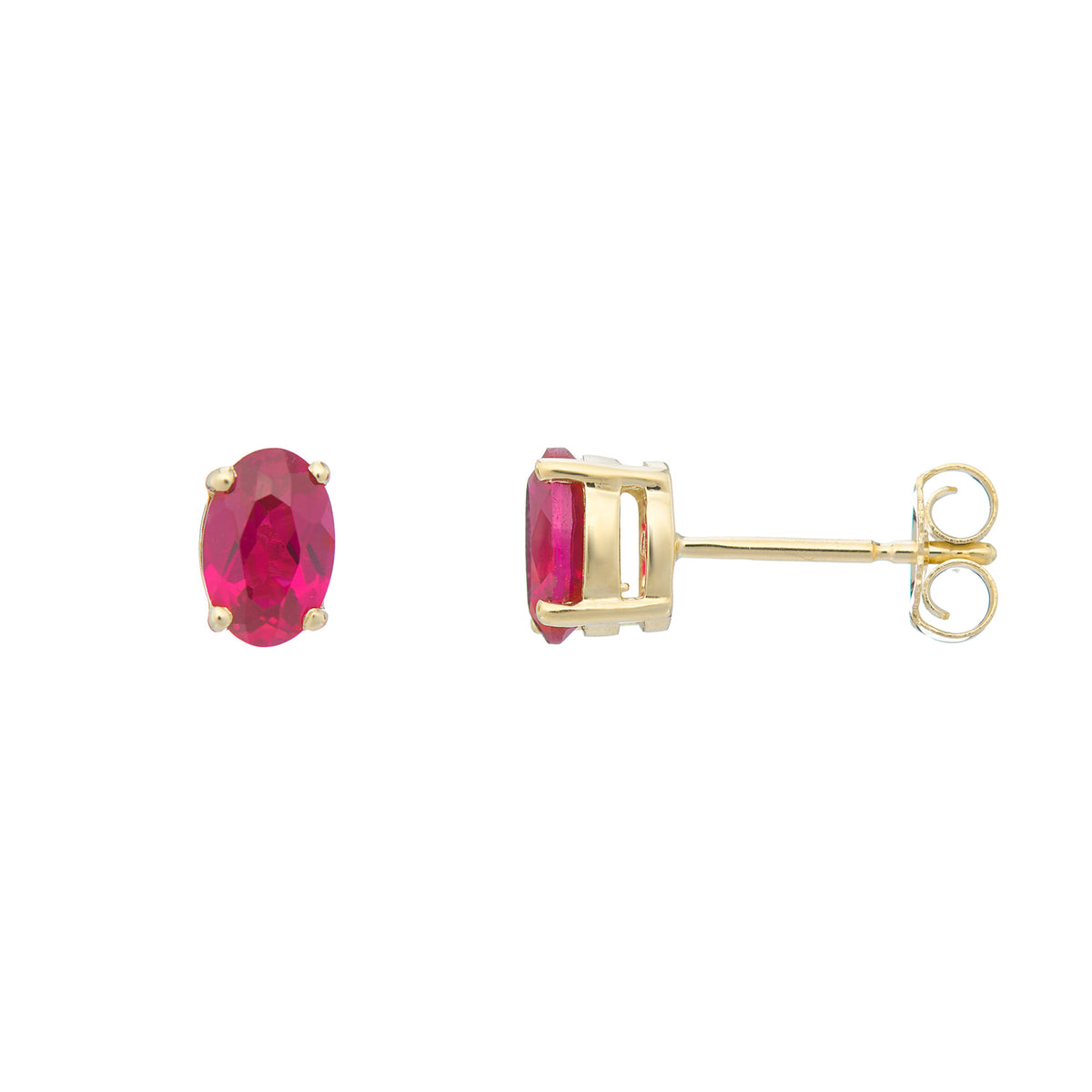 9ct gold Lab Created Ruby 6x4mm oval studs