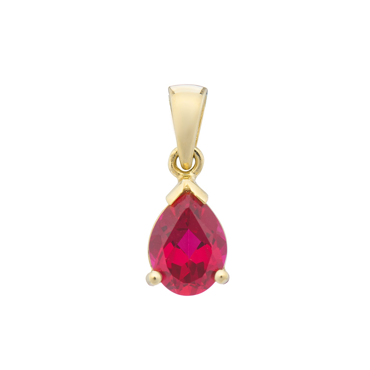 9ct gold Lab Created Ruby 8x6mm pear pendant