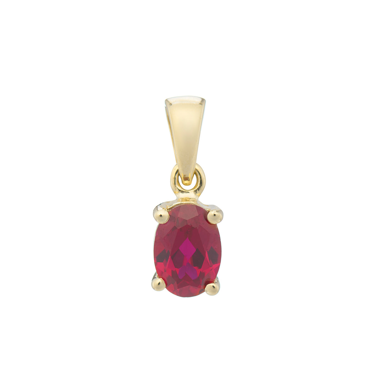 9ct gold Lab Created Ruby 7x5mm oval pendant