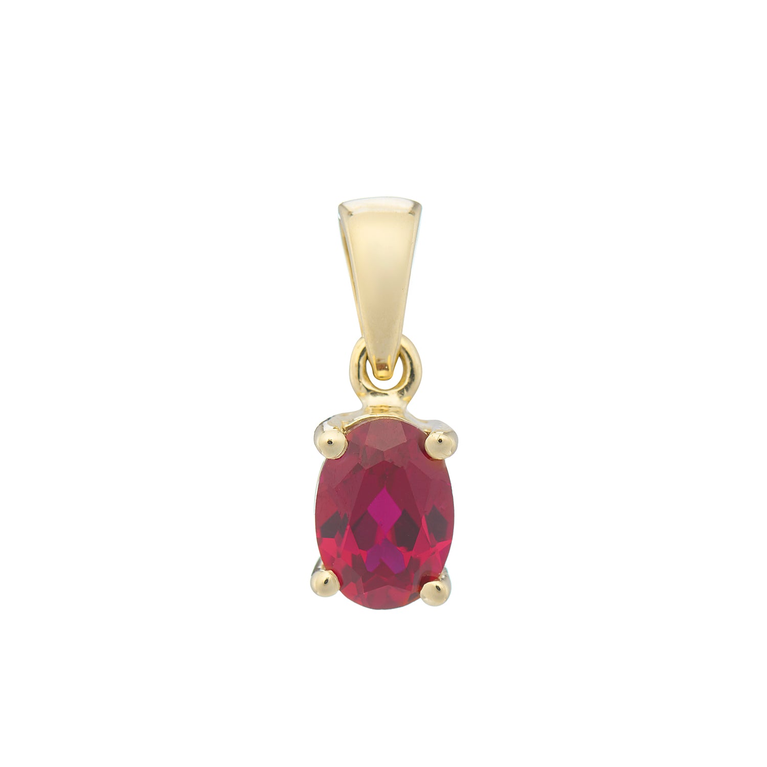 9ct gold Lab Created Ruby 7x5mm oval pendant