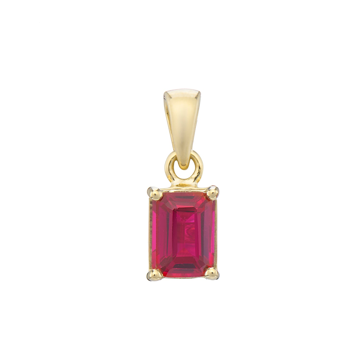 9ct gold Lab Created Ruby 7x5mm octagonal pendant