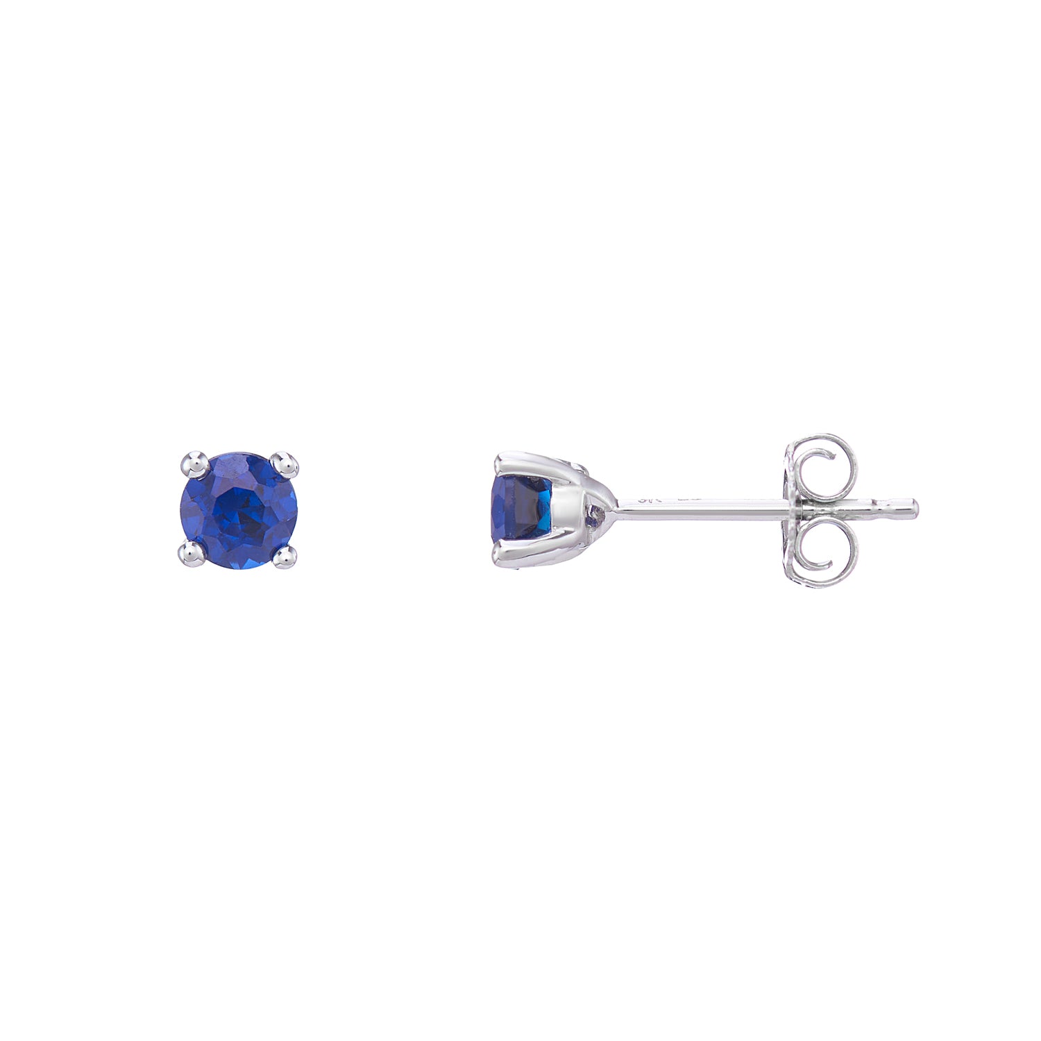 9ct white gold Lab Created Sapphire 4mm round studs