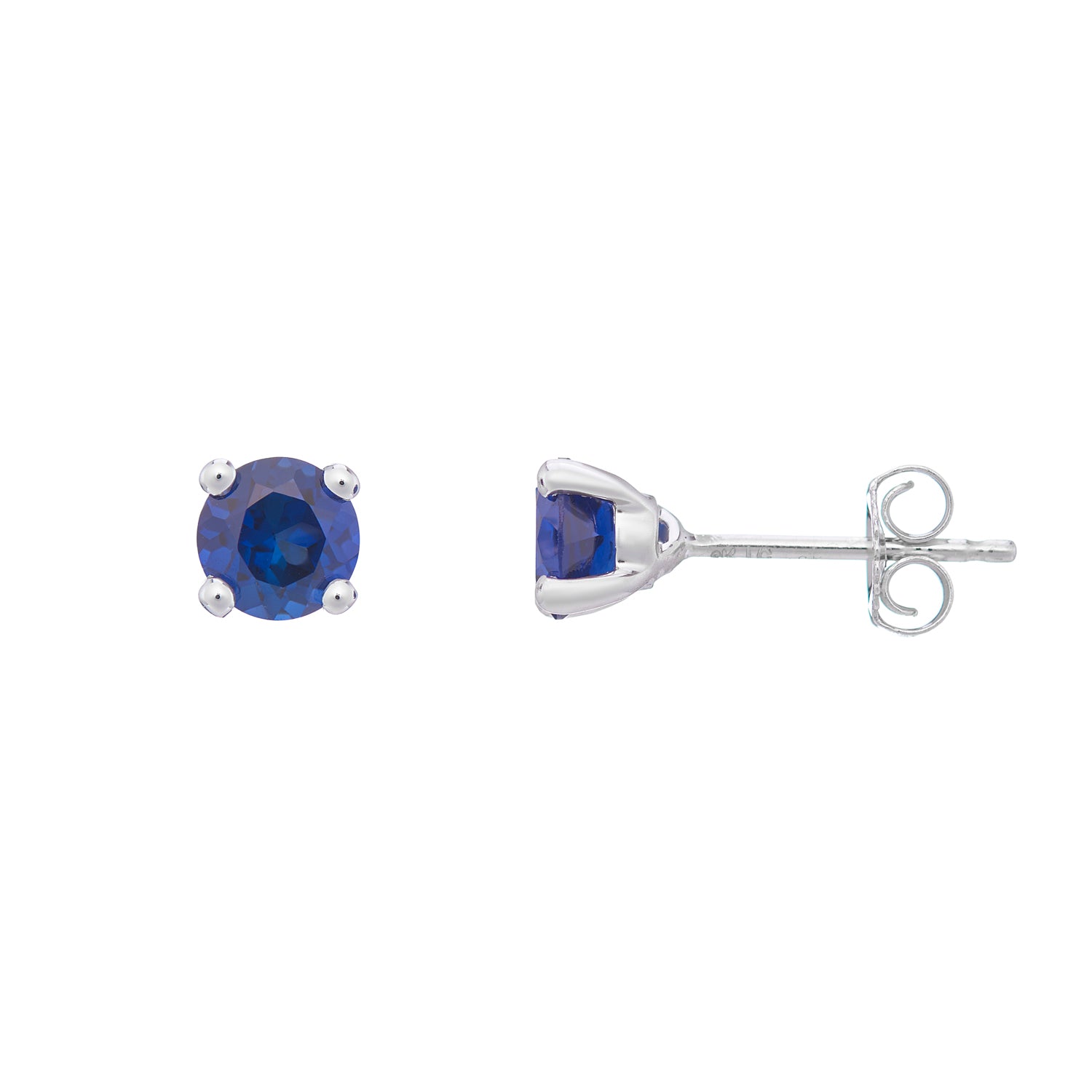 9ct white gold Lab Created Sapphire 5mm round studs