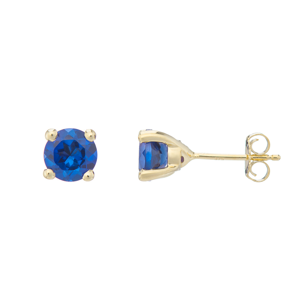 9ct gold Lab Created Sapphire 6mm round studs