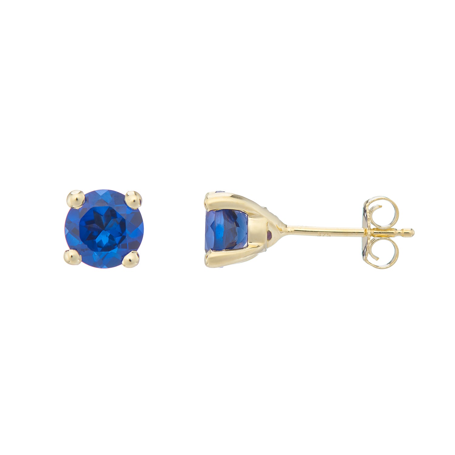 9ct gold Lab Created Sapphire 6mm round studs