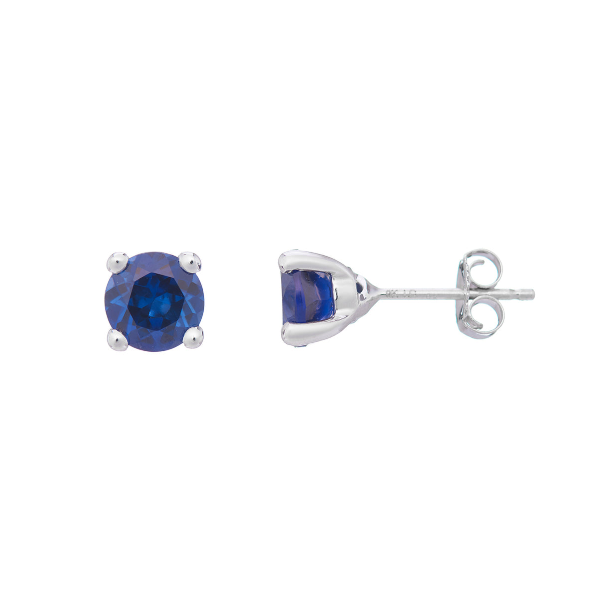 9ct white gold Lab Created Sapphire 6mm round studs
