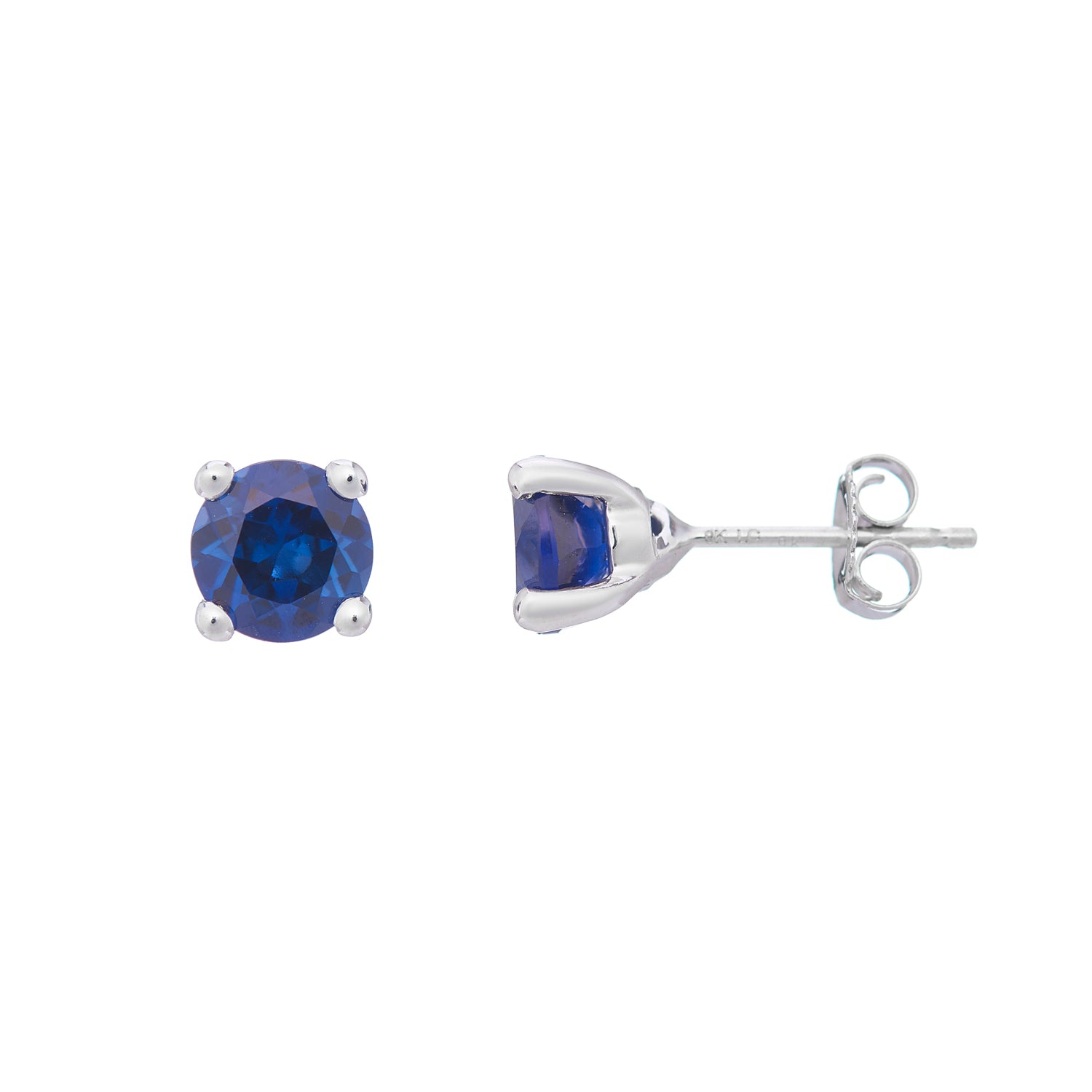 9ct white gold Lab Created Sapphire 6mm round studs