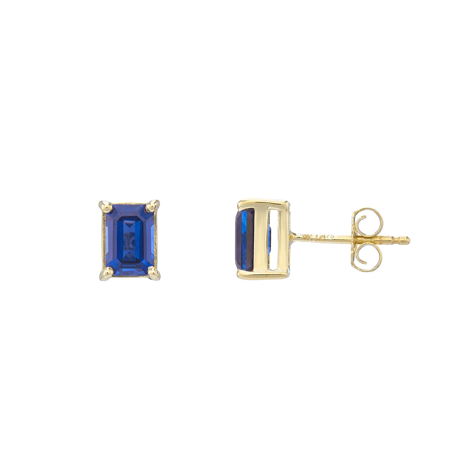 9ct gold Lab Created Sapphire 6x4mm octagonal studs
