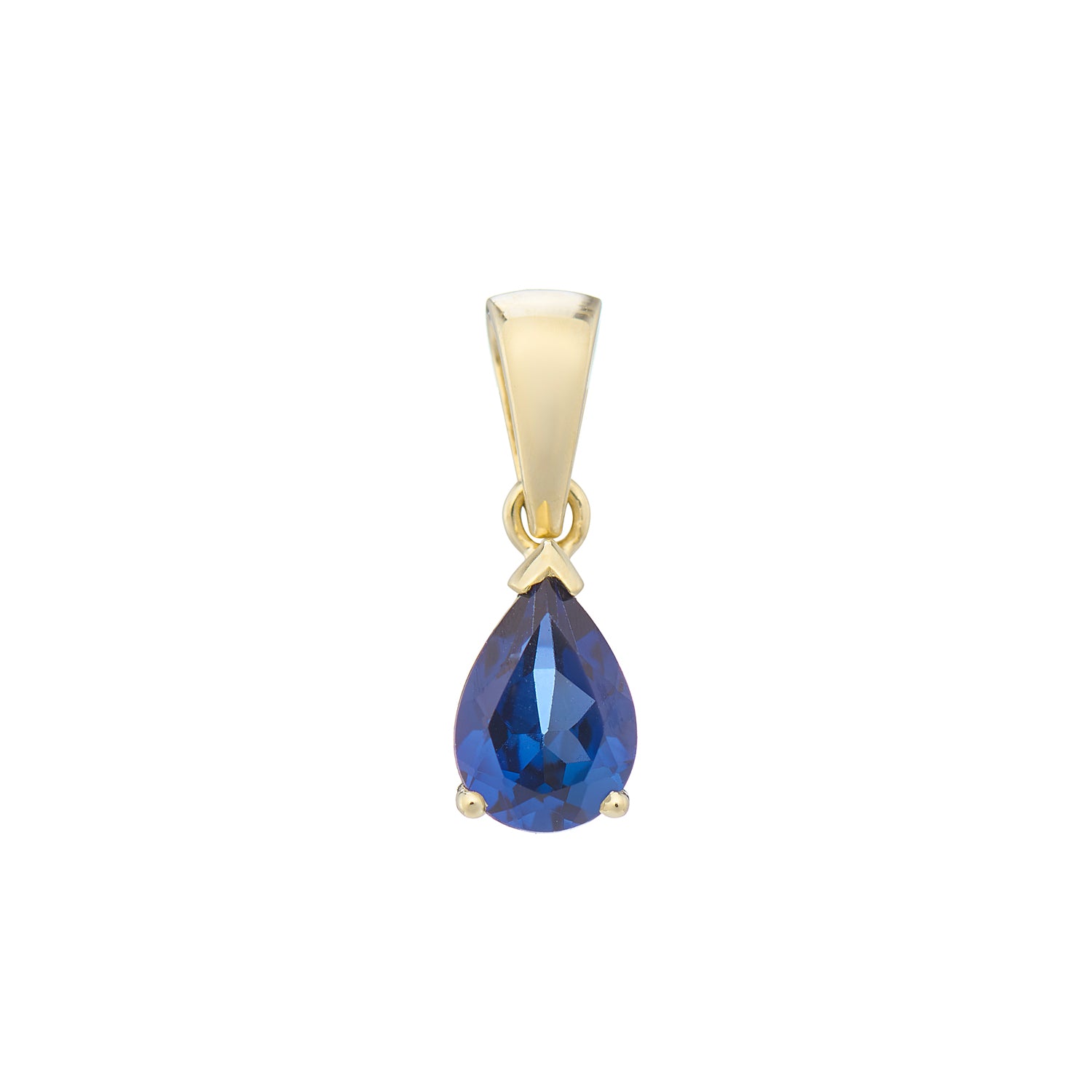 9ct gold Lab Created Sapphire 7x5mm pear pendant