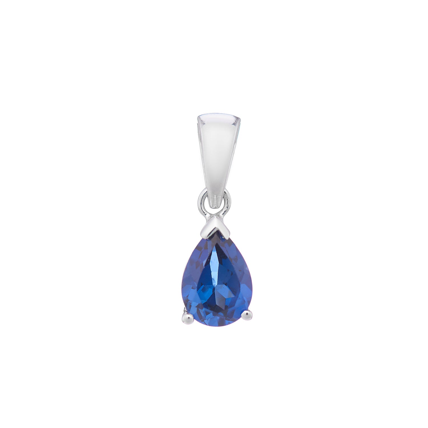 9ct white gold Lab Created Sapphire 7x5mm pear pendant