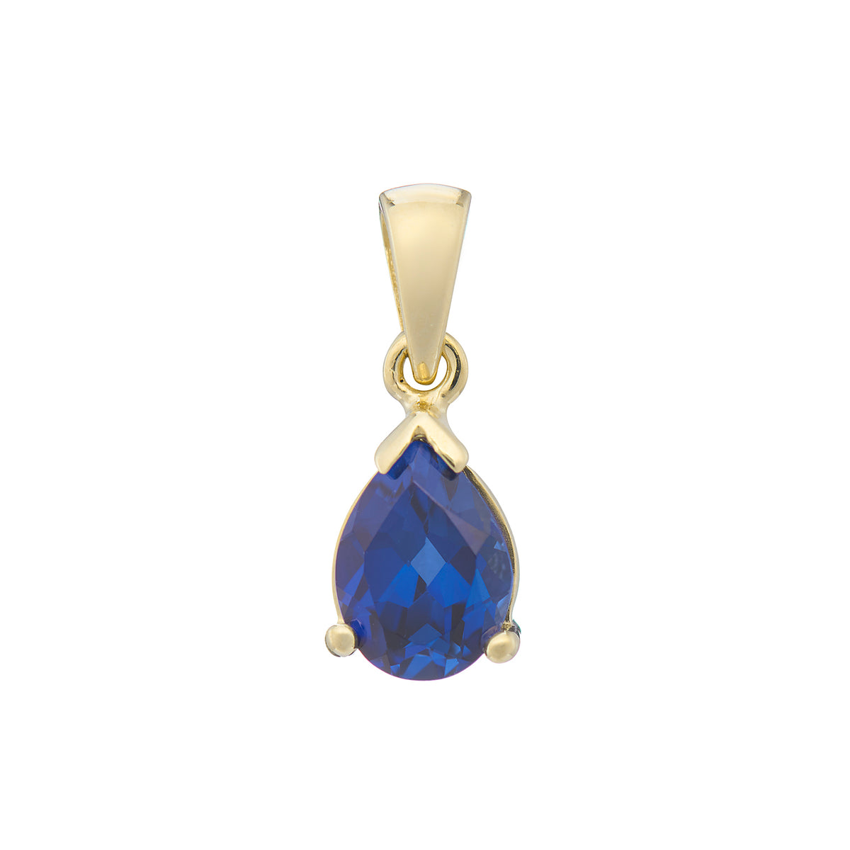 9ct gold Lab Created Sapphire 8x6mm pear pendant