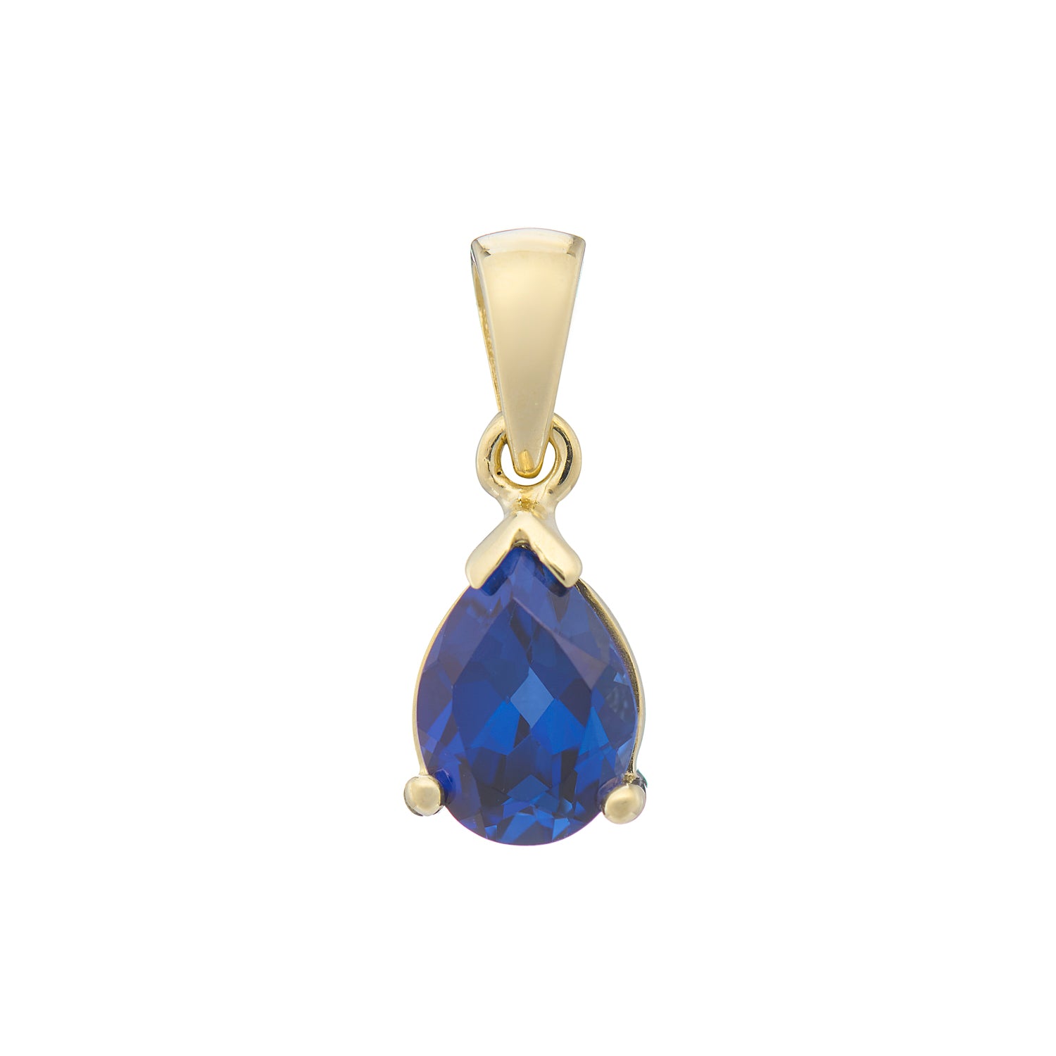 9ct gold Lab Created Sapphire 8x6mm pear pendant