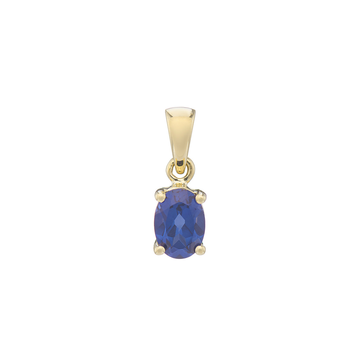9ct gold Lab Created Sapphire 7x5mm oval pendant
