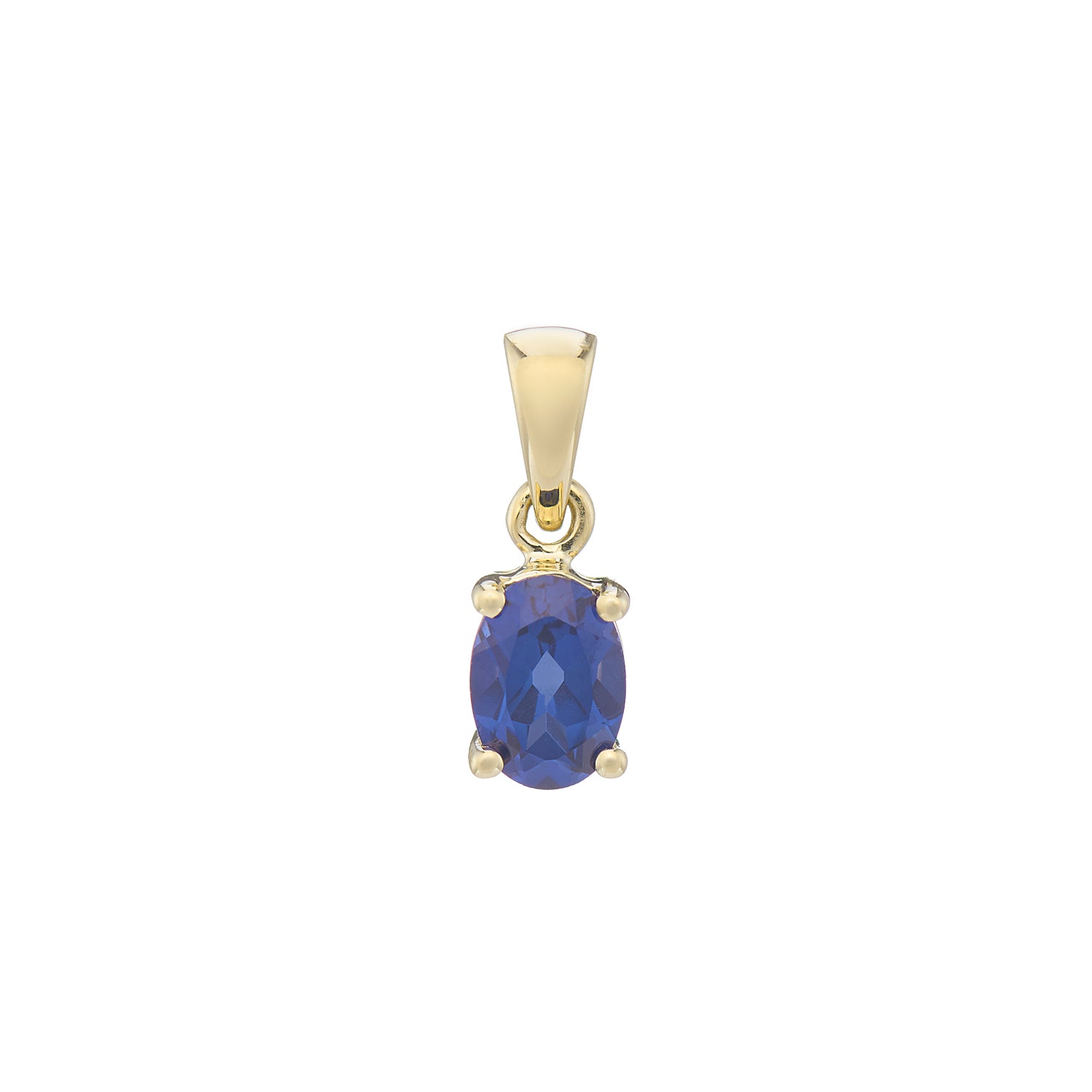 9ct gold Lab Created Sapphire 7x5mm oval pendant