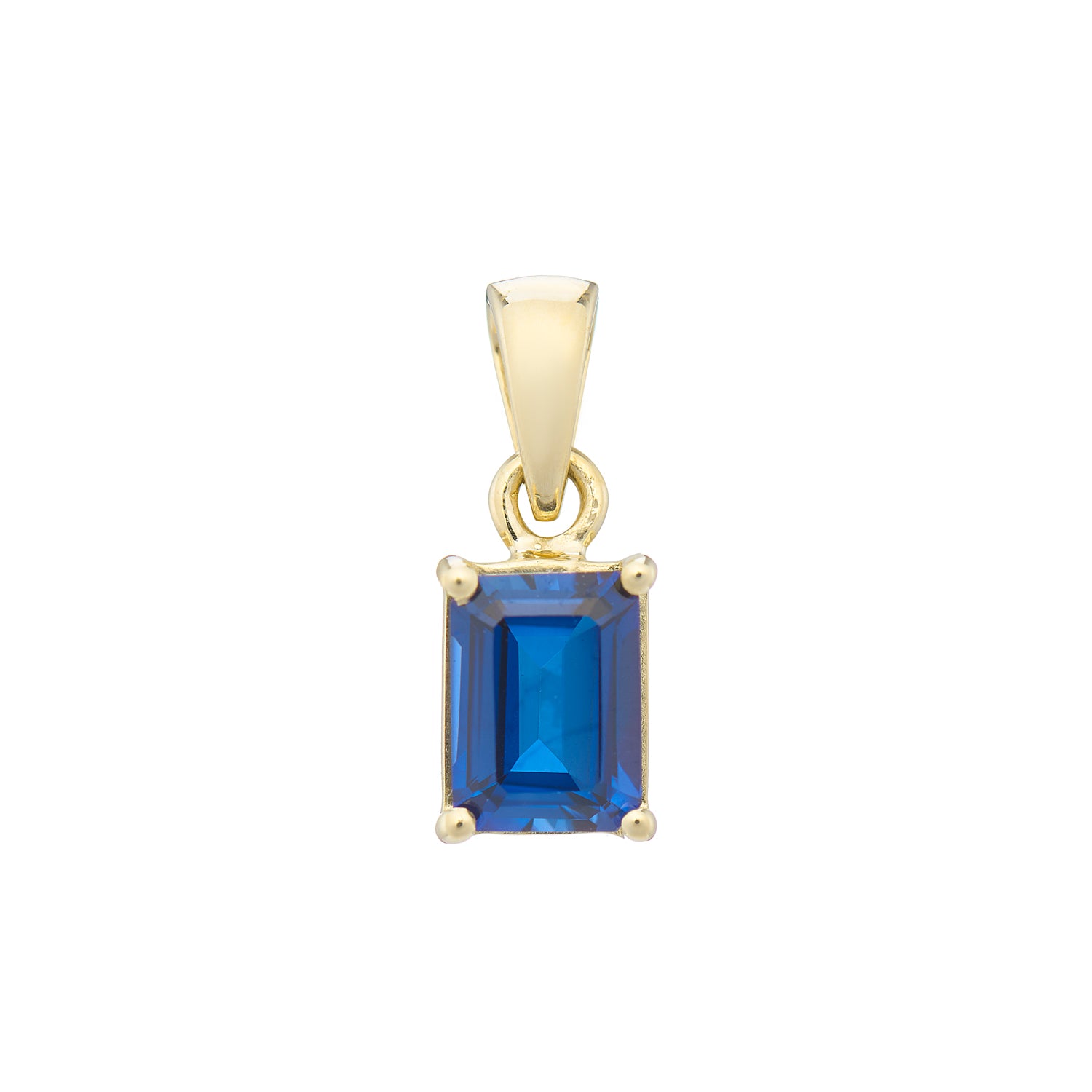 9ct gold Lab Created Sapphire 7x5mm octagonal pendant