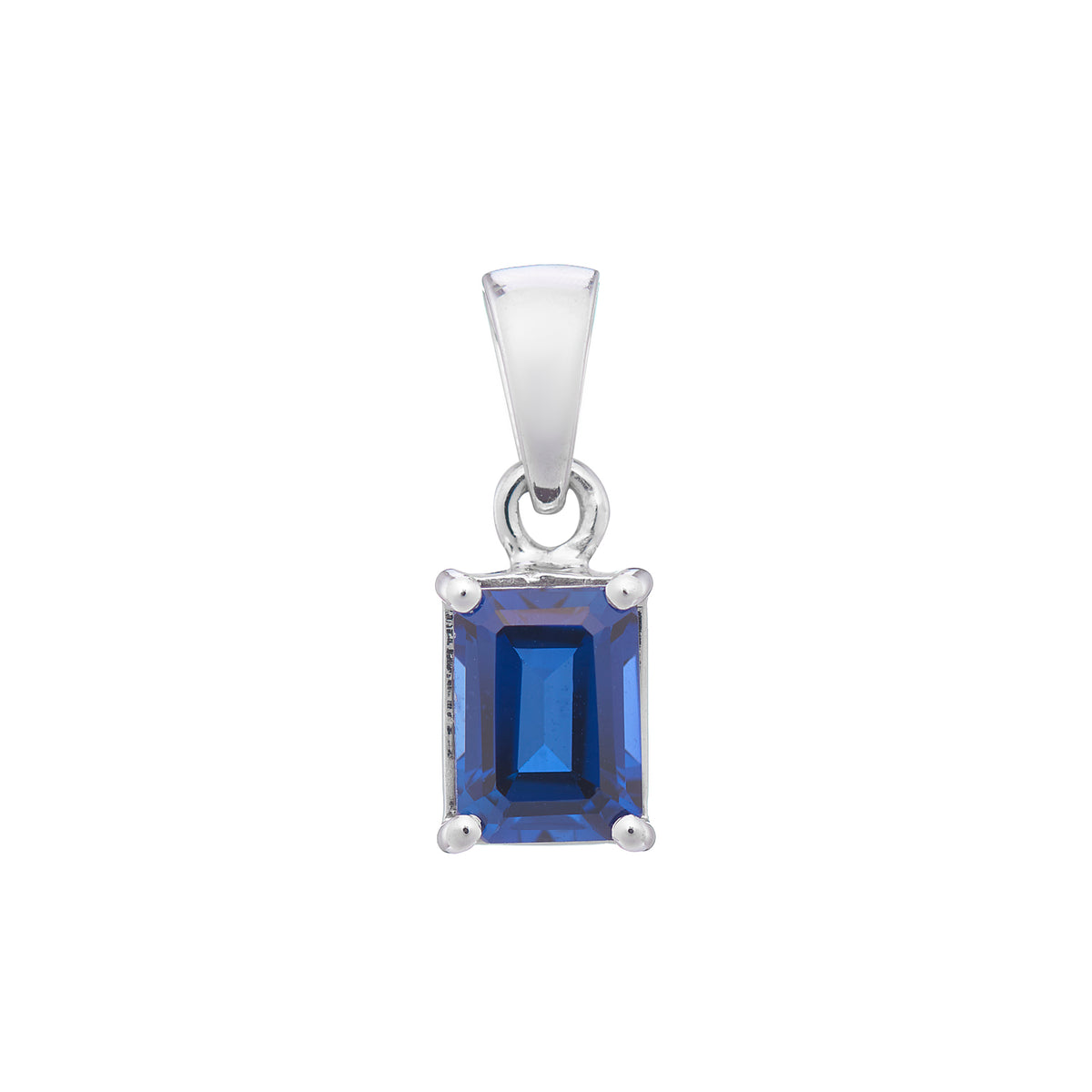 9ct white gold Lab Created Sapphire 7x5mm octagonal pendant