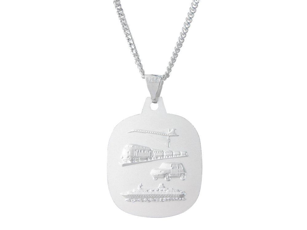 Silver 24mm cushion shape double sided St. Christopher & 20" chain