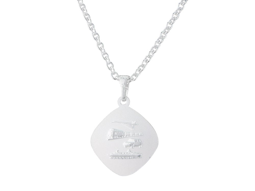 Silver 16mm cushion shape double sided St. Christopher & 18" chain