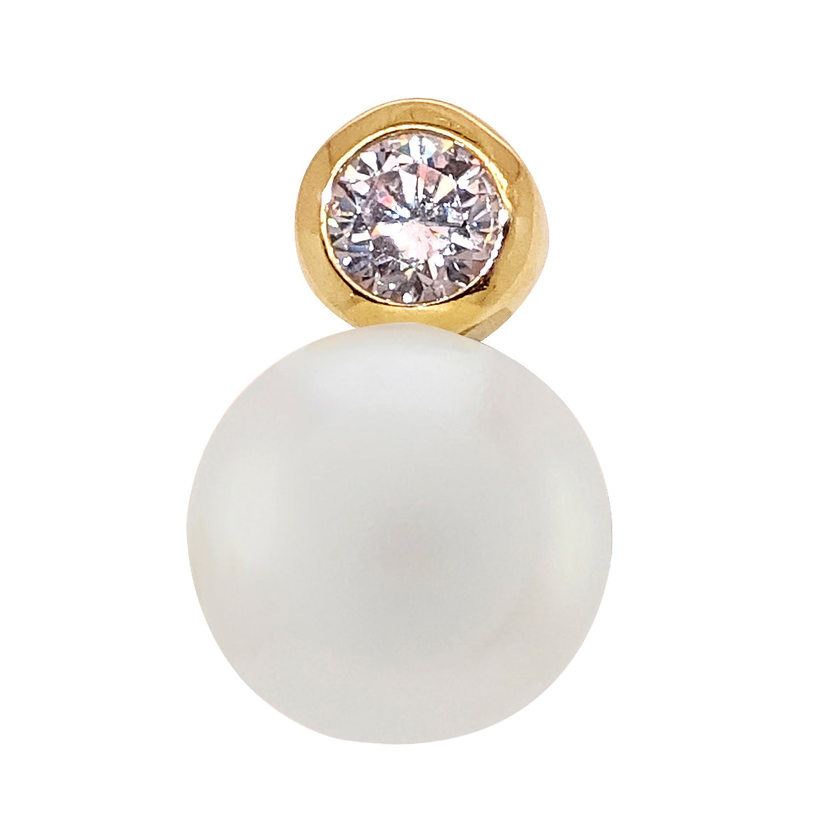 9ct gold 8mm freshwater pearl &amp; rub over cz pendant