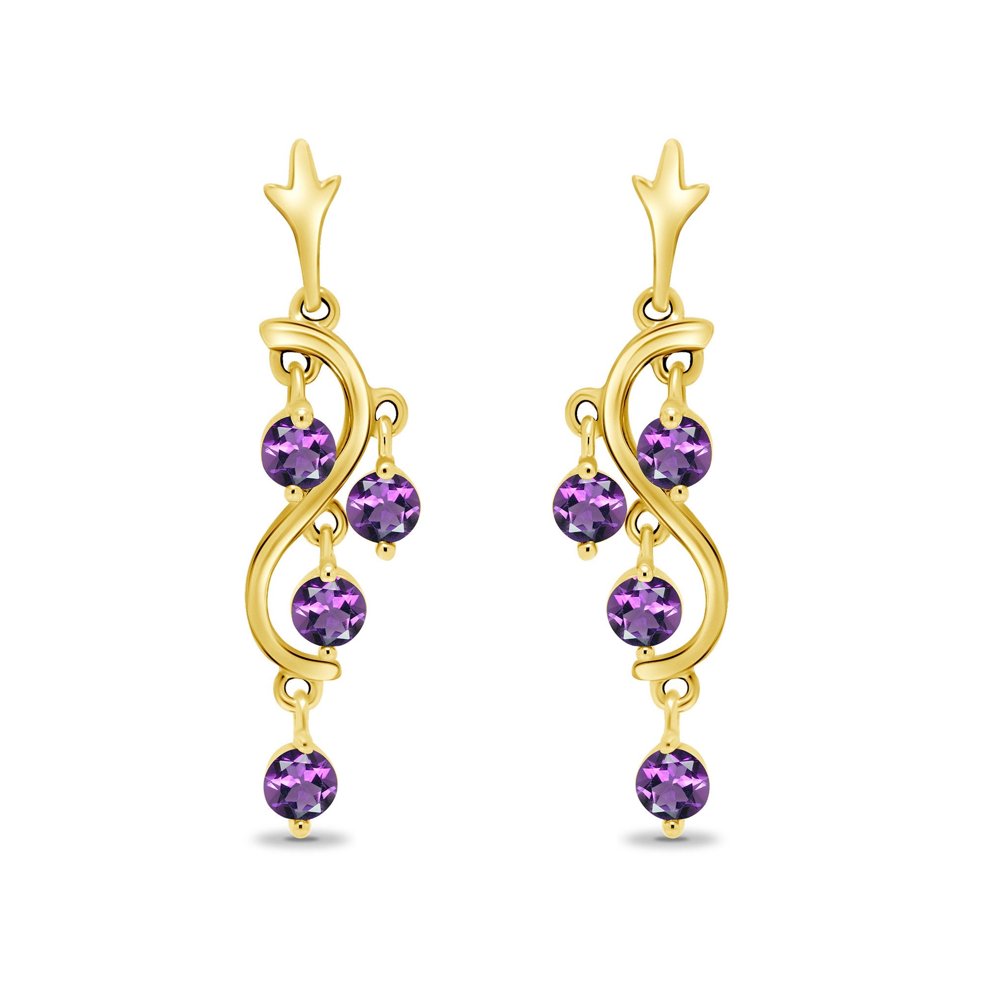 9ct gold 2mm amethyst drop earrings