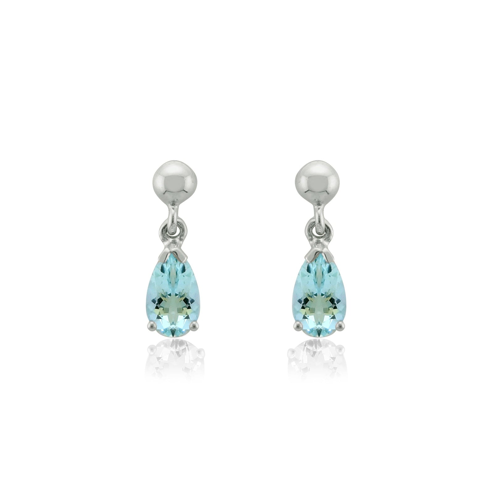 9ct white gold 6x4mm pear shape aquamarine drop earrings