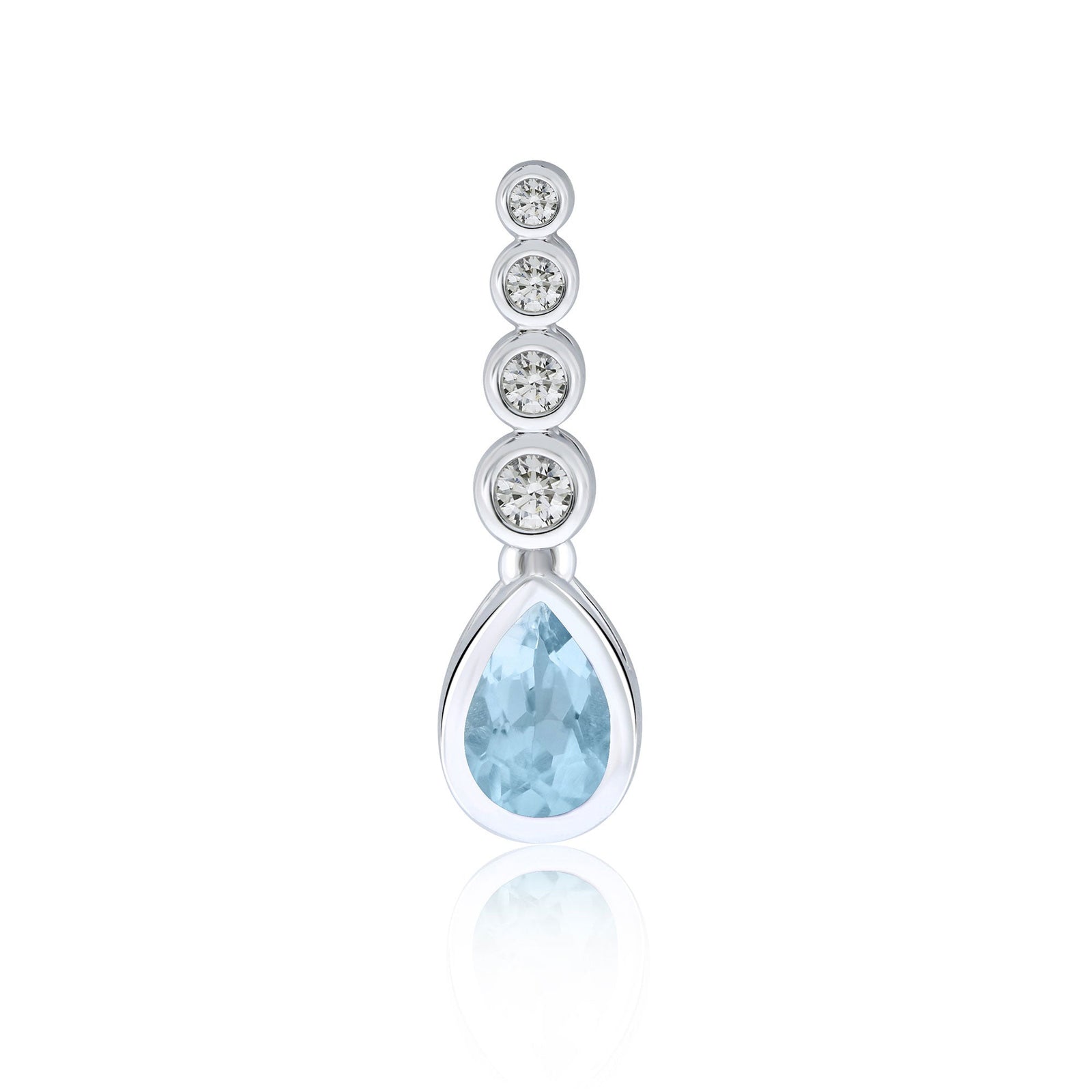 9ct white gold 6x4mm pear shape aquamarine & diamond pendant 0.09ct