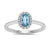 9ct white gold 6x4mm oval aquamarine & diamond cluster ring  0.10ct