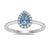 9ct white gold 6x4mm pear shape aquamarine & diamond cluster ring  0.10ct