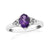 9ct white gold 7x5mm oval amethyst & diamond ring 0.11ct