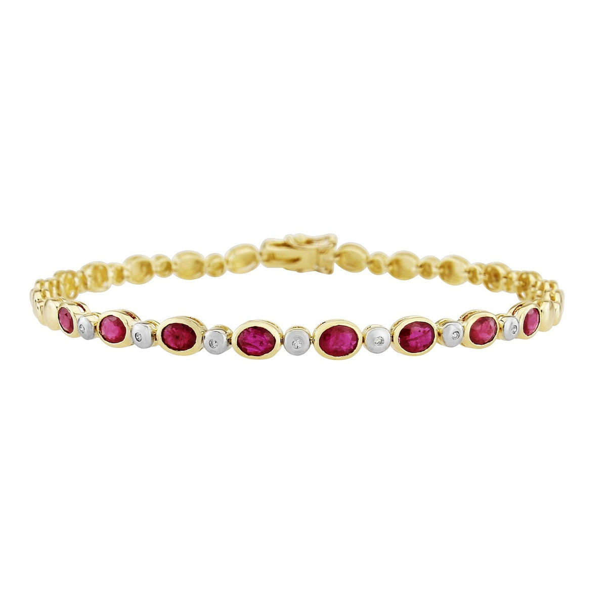 9ct ruby &amp; diamond bracelet 0.03ct