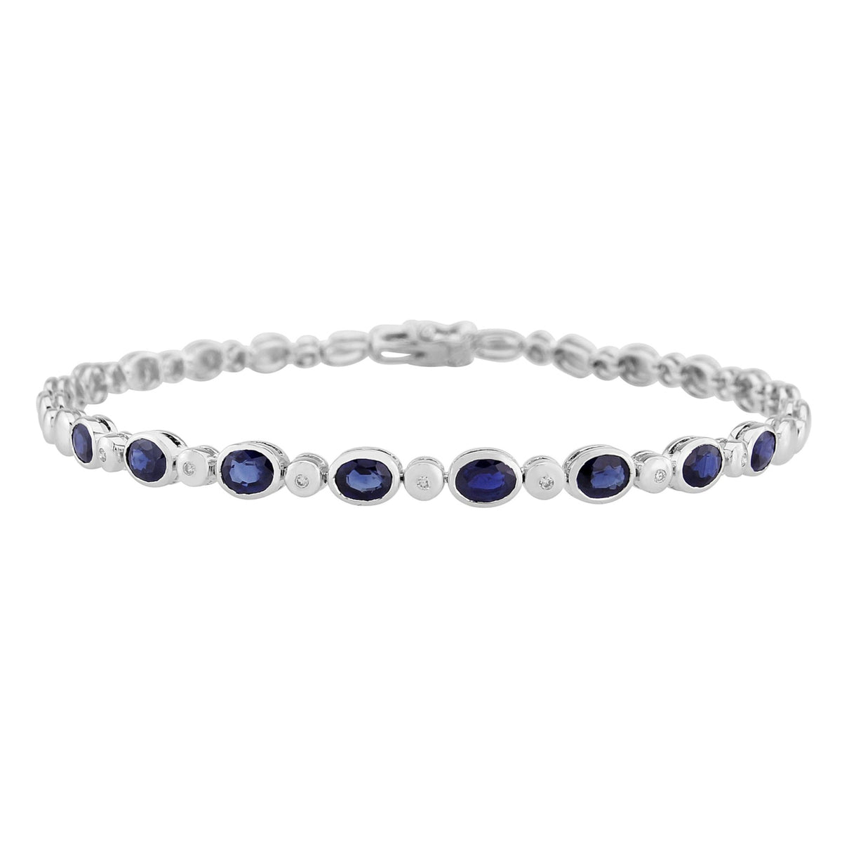 9ct white gold sapphire &amp; diamond bracelet 0.03ct