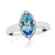 9ct white gold 10x5mm marquise shape blue topaz & diamond cluster ring 0.11ct