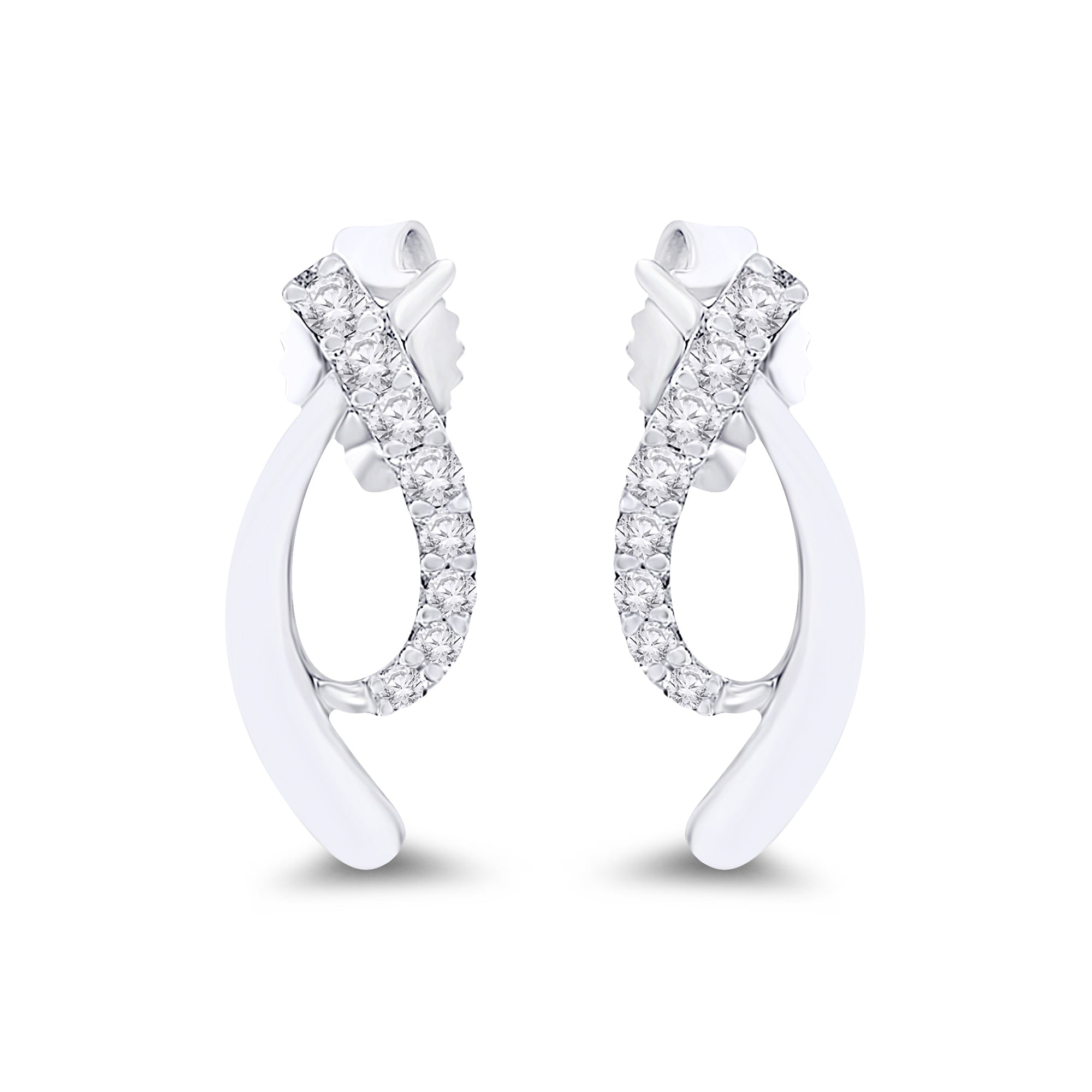 9ct white gold diamond set fancy stud earrings 0.08ct