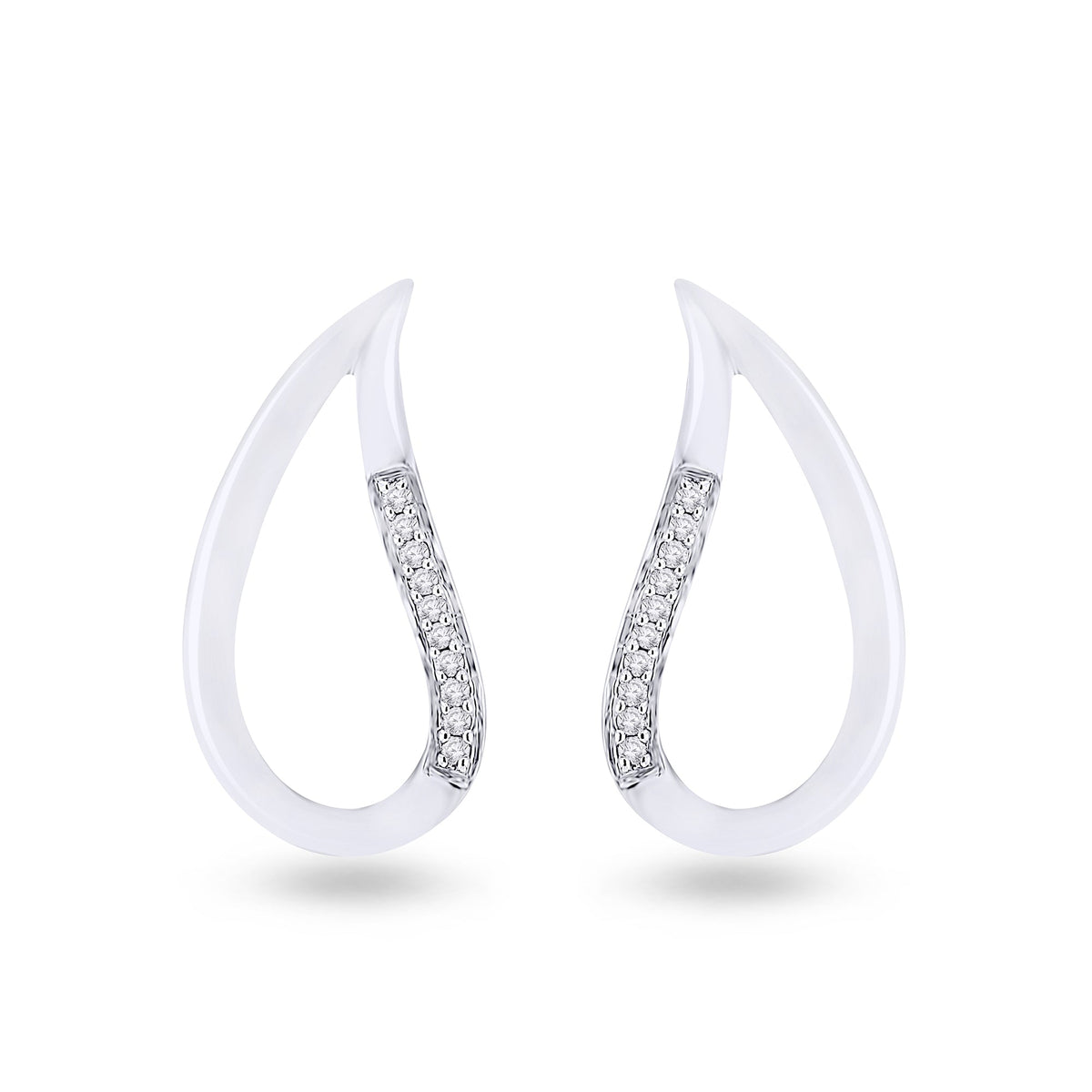 9ct white gold diamond set fancy stud earrings 0.04ct