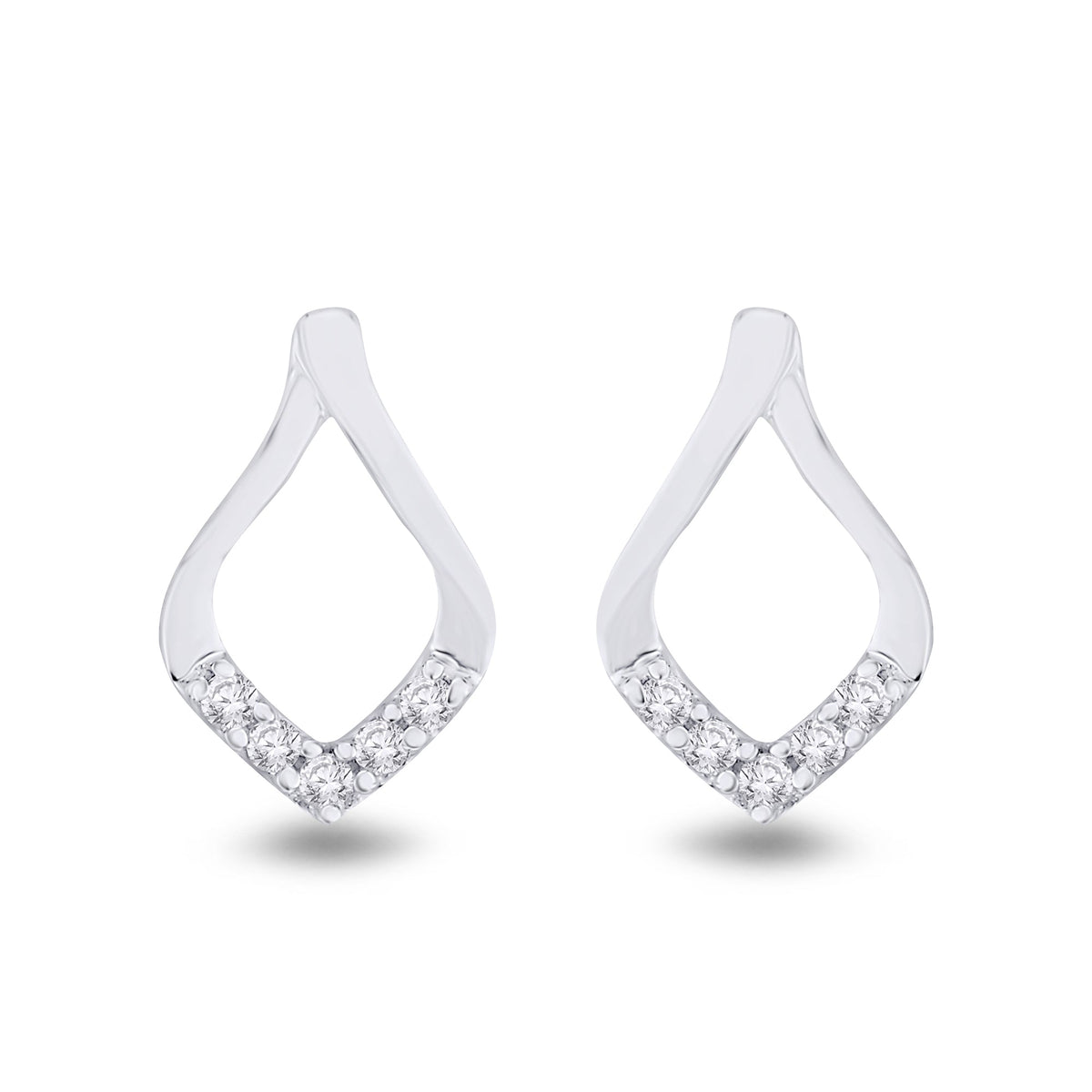 9ct white gold diamond set fancy stud earrings 0.04ct