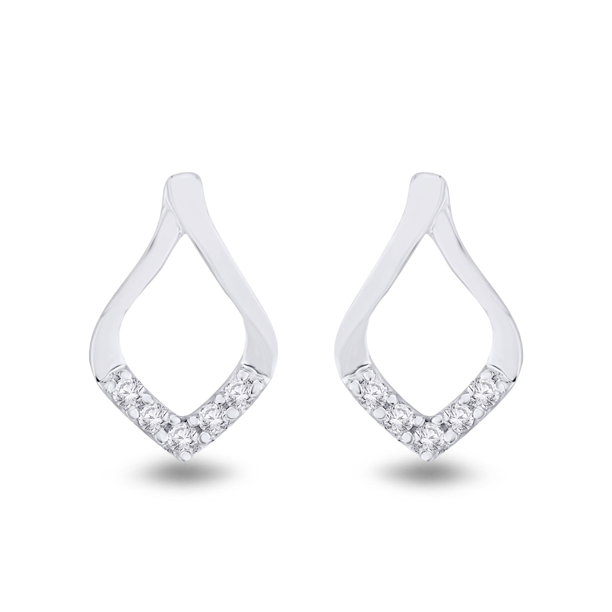 9ct white gold diamond set fancy stud earrings 0.04ct