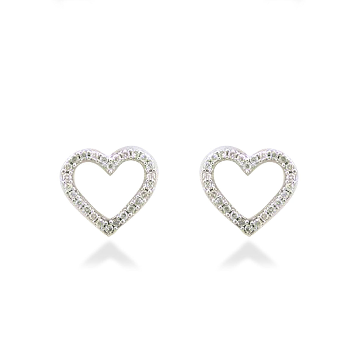 9ct white gold diamond cut out heart stud earrings 0.21ct