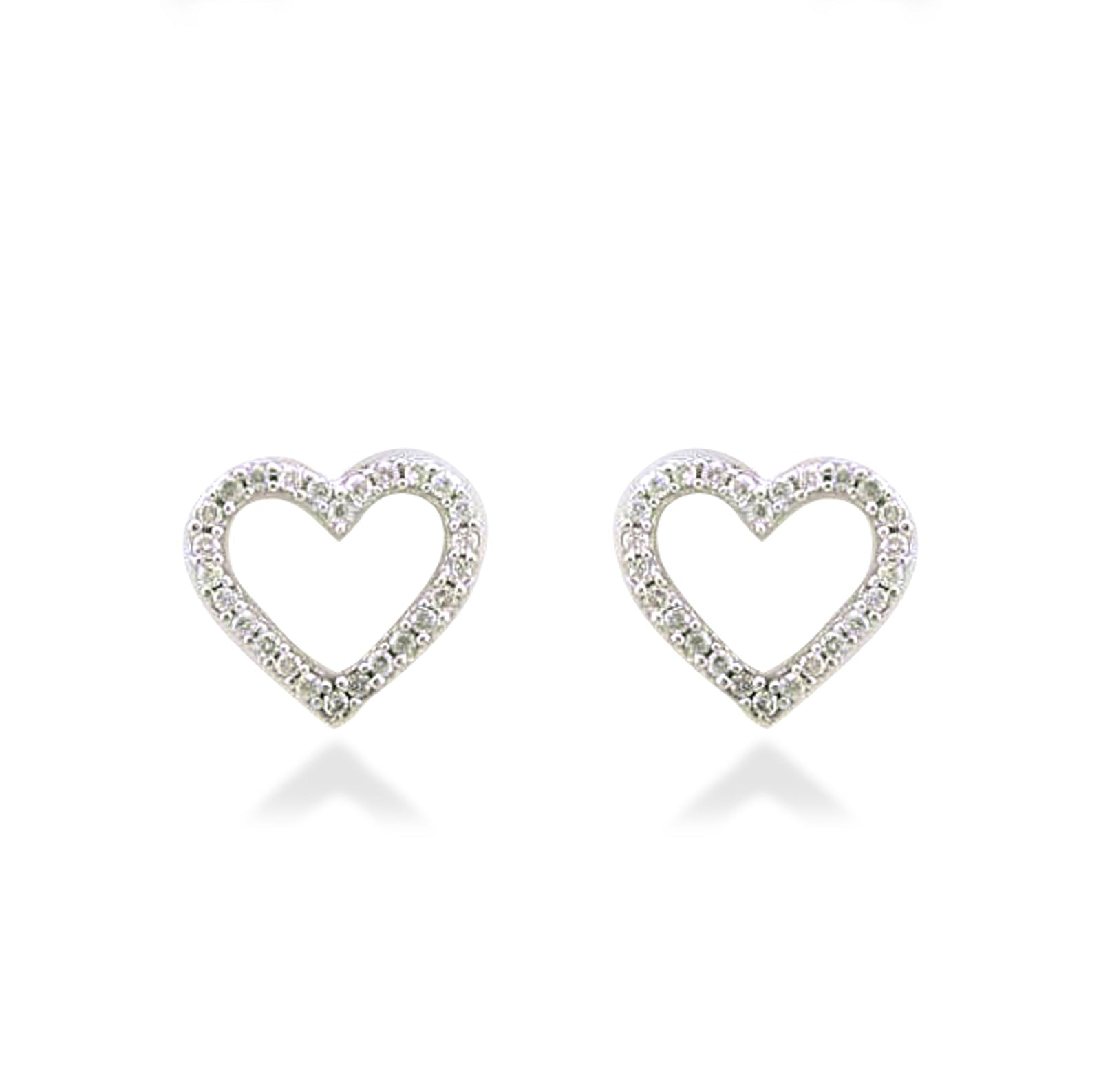 9ct white gold diamond cut out heart stud earrings 0.21ct